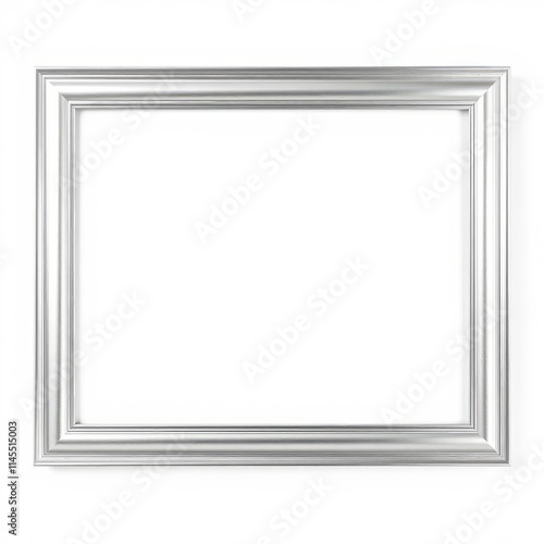 Aluminum empty photo frame on white background frame isolated frame border design background isolated