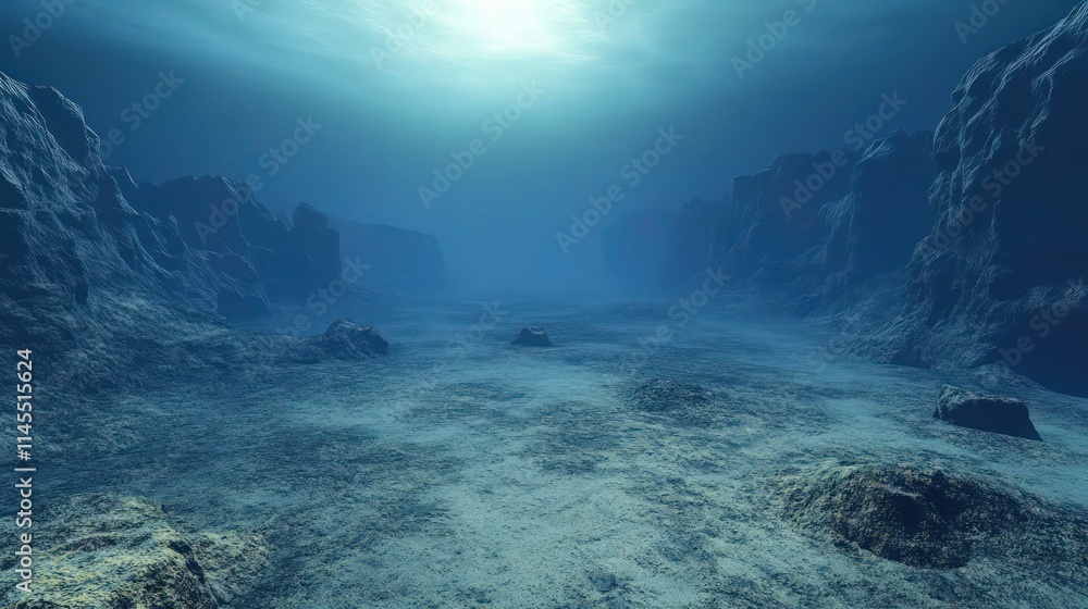 Eerie Abyssal Plain Landscape in the Vast Ocean Depths Eerie Abyssal Plain Landscape in the Vast Ocean Depths
