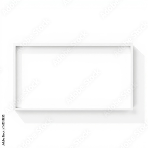 Horizontal white photo frame with white field on white background isolated with real shadows frame isolated frame border design background isolated