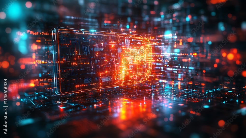 Futuristic Digital Data Stream Interface Display Futuristic Digital Data Stream Interface Display