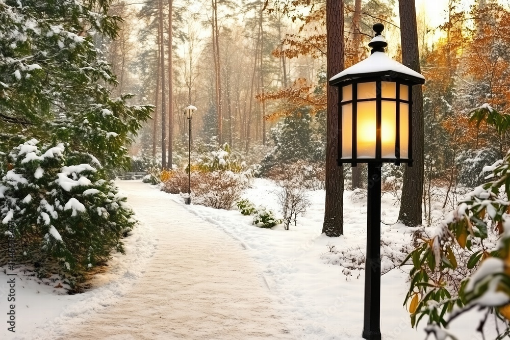 Winter Pathway Glow Captured by Generative Ai Winter Pathway Glow Captured by Generative Ai