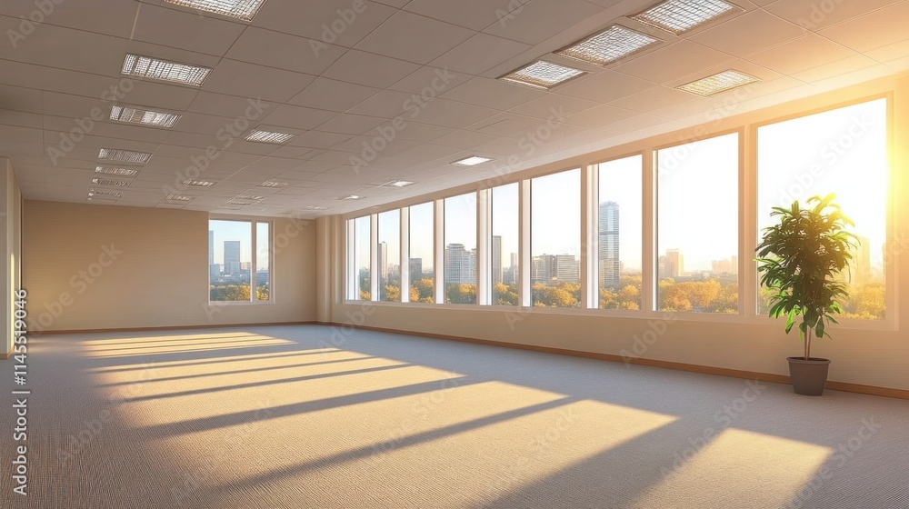 Sunlit Modern Office Space with City View Sunlit Modern Office Space with City View