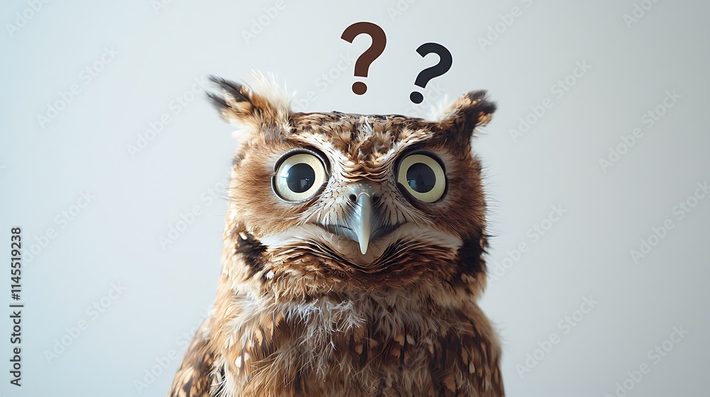 Obraz premium A brown owl with big eyes and a surprised expression