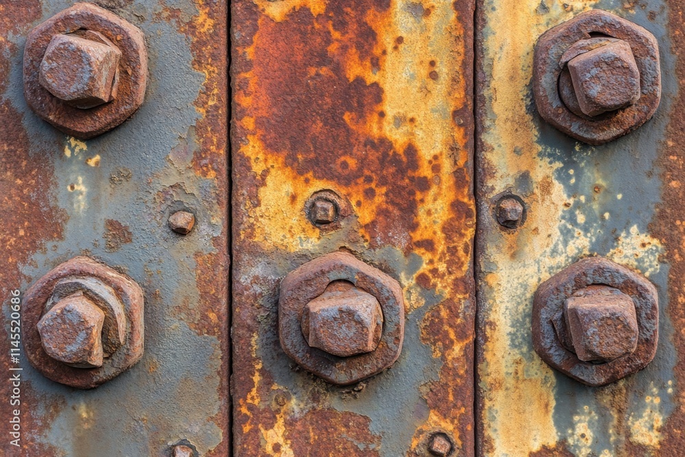 Rusted bolts and screws closeup industrial setting macro photography weathered metal high-resolution capture concept of decay and aging exploring rust in detail Rusted bolts and screws closeup industrial setting macro photography weathered metal high-resolution capture concept of decay and aging exploring rust in detail