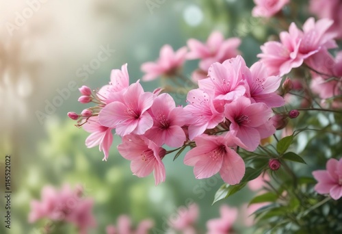 Pink flowers in soft focus against blurred background, close-up, beautiful