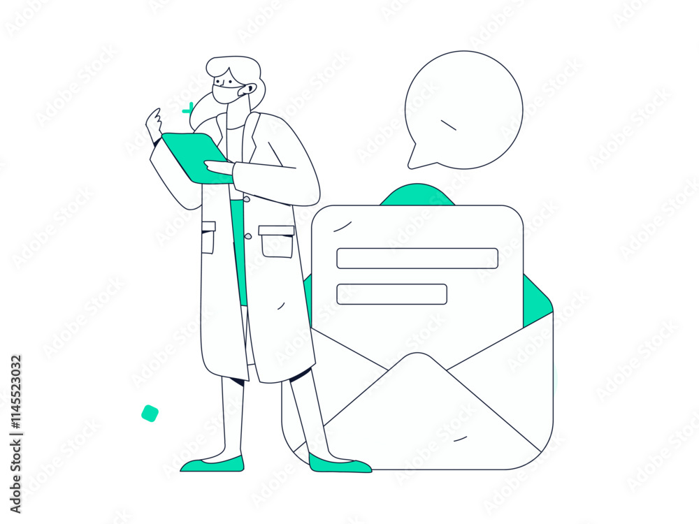 Doctor examines patient flat vector concept operation hand drawn illustration
Doctor examines patient flat vector concept operation hand drawn illustration