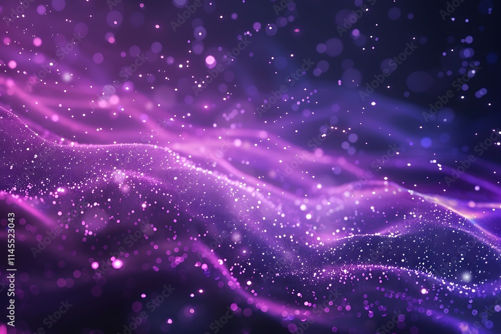 Fototapeta premium Purple gradient background with light particle. graphic resolution, glowing purple wave waves with space background, Abstract Purple and Pink Lights.