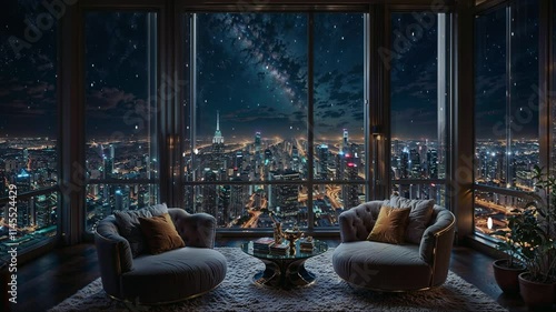 night view of the city snowfall