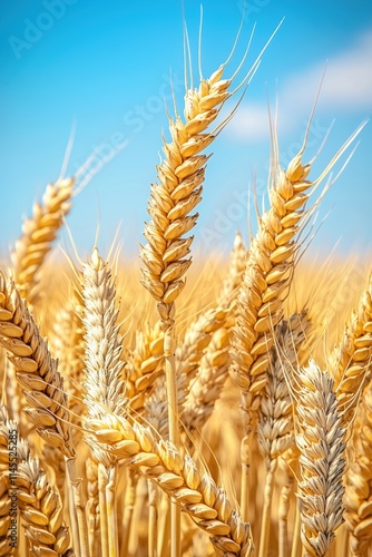 Golden wheat field close-up sunny day nature photography