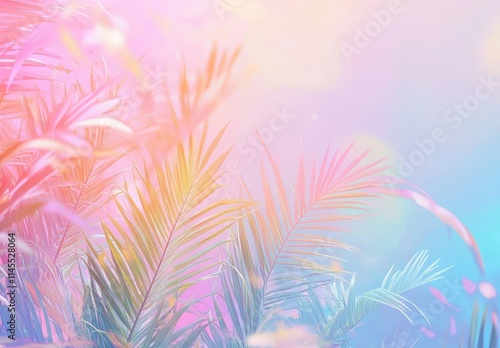 Wallpaper Mural Vibrant Tropical Leaves with Soft Pastel Hues Creating a Dreamy and Serene Atmosphere for Nature-Inspired Decor and Digital Backgrounds Torontodigital.ca