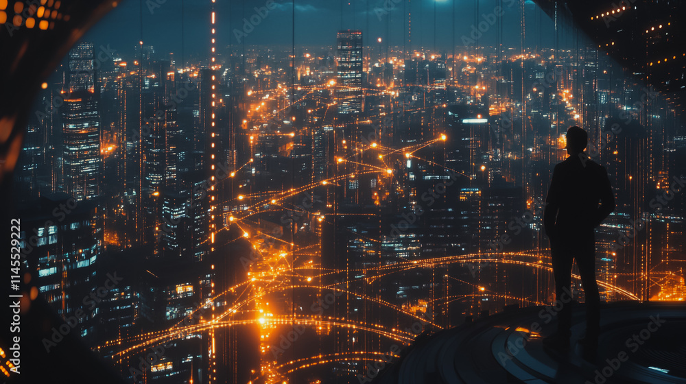 Smart digital city with connection cyber security network reciprocity over the cityscape . future smart wireless digital city and social media networking systems that connects people within the city Smart digital city with connection cyber security network reciprocity over the cityscape . future smart wireless digital city and social media networking systems that connects people within the city