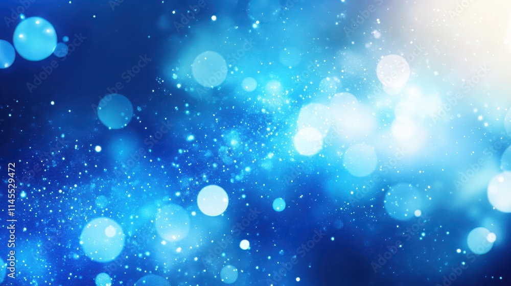 Obraz premium Abstract Blue Sparkle Background with Bokeh Lights