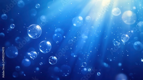 Wallpaper Mural Abstract Underwater Scene with Bubbles and Light Rays Illuminating a Deep Blue Background for Creative and Artistic Purposes Torontodigital.ca