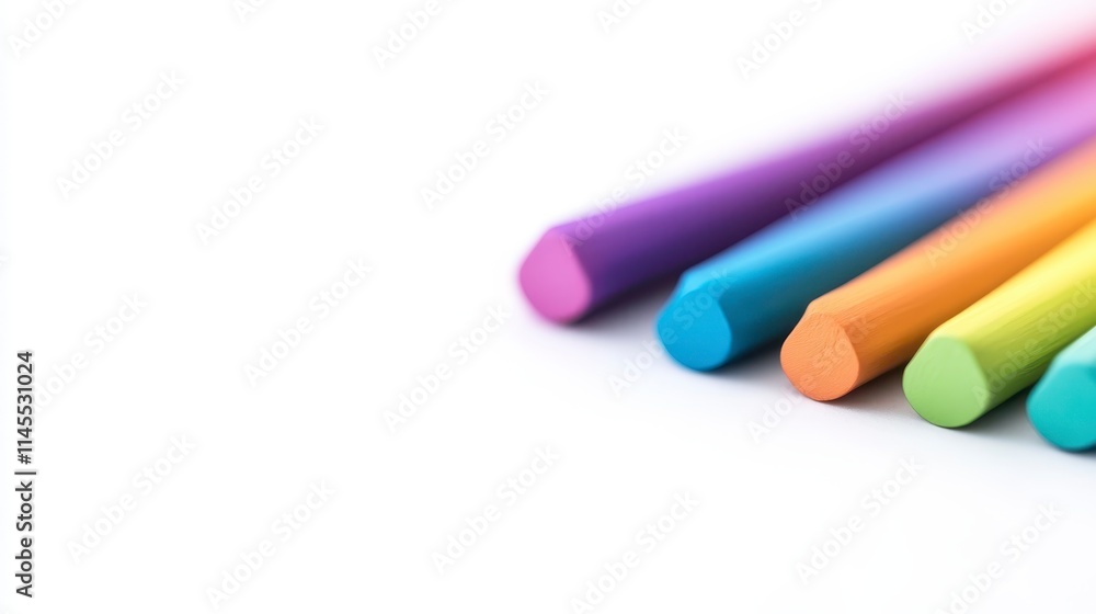 A vibrant display of colored chalks arranged in a row, showcasing shades of purple, orange, green, and blue against a clean, white background. A vibrant display of colored chalks arranged in a row, showcasing shades of purple, orange, green, and blue against a clean, white background.