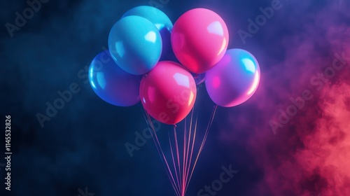 Birthday balloons with neon colors , festive image of balloons
