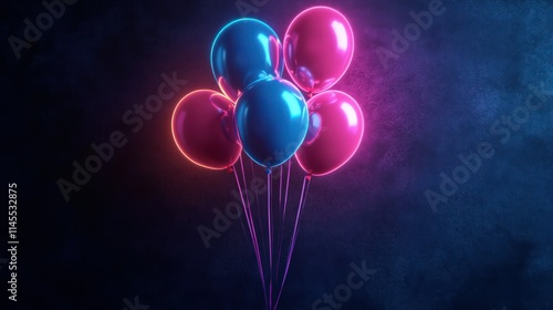 Birthday balloons with neon colors , festive image of balloons