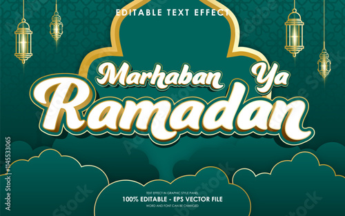 Editable Marhaban Ya Ramadan Text Effect with islamic background