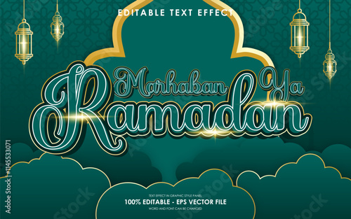 Editable Marhaban Ya Ramadan Text Effect with islamic background