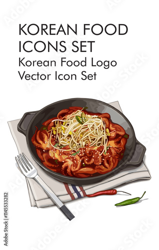 Korean food logo vector icon set 