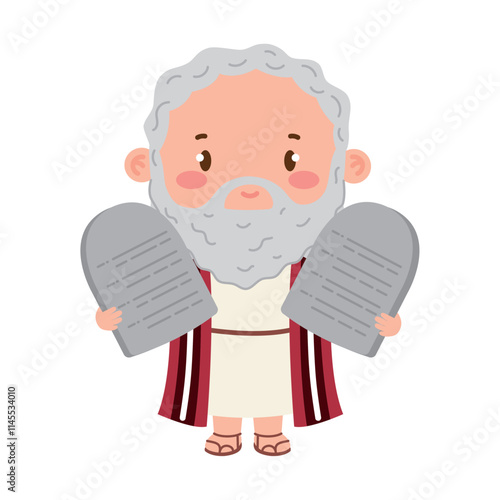 cute moses bible character with ten commandments