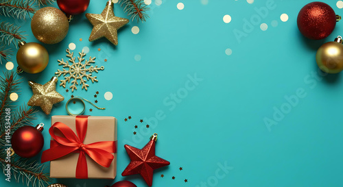 christmas background with christmas ornments	