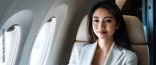 Confident Businesswoman on Private Jet