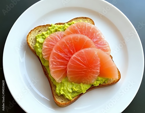 there is a piece of bread with a slice of grapefruit on it. photo