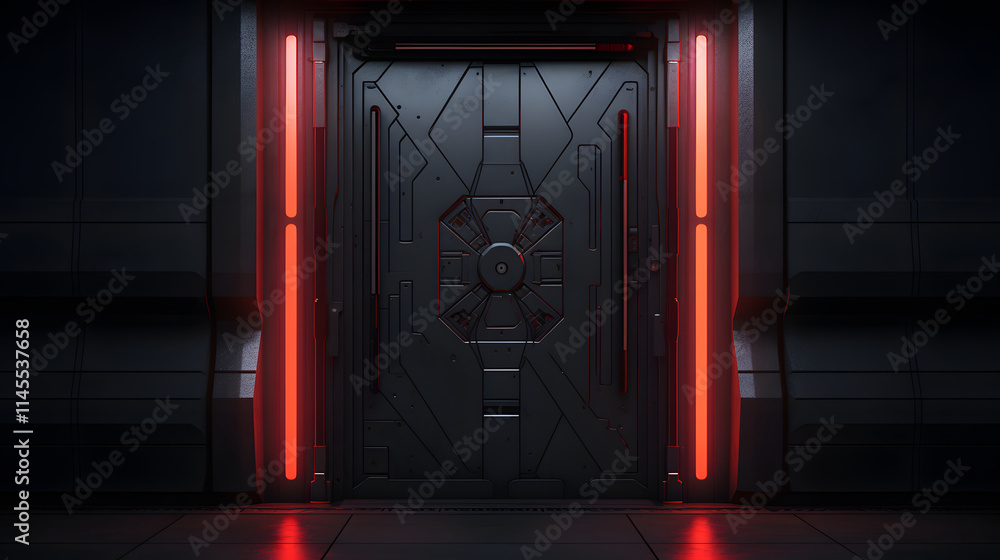 Fototapeta premium Digital sci-fi door surreal abstract poster background