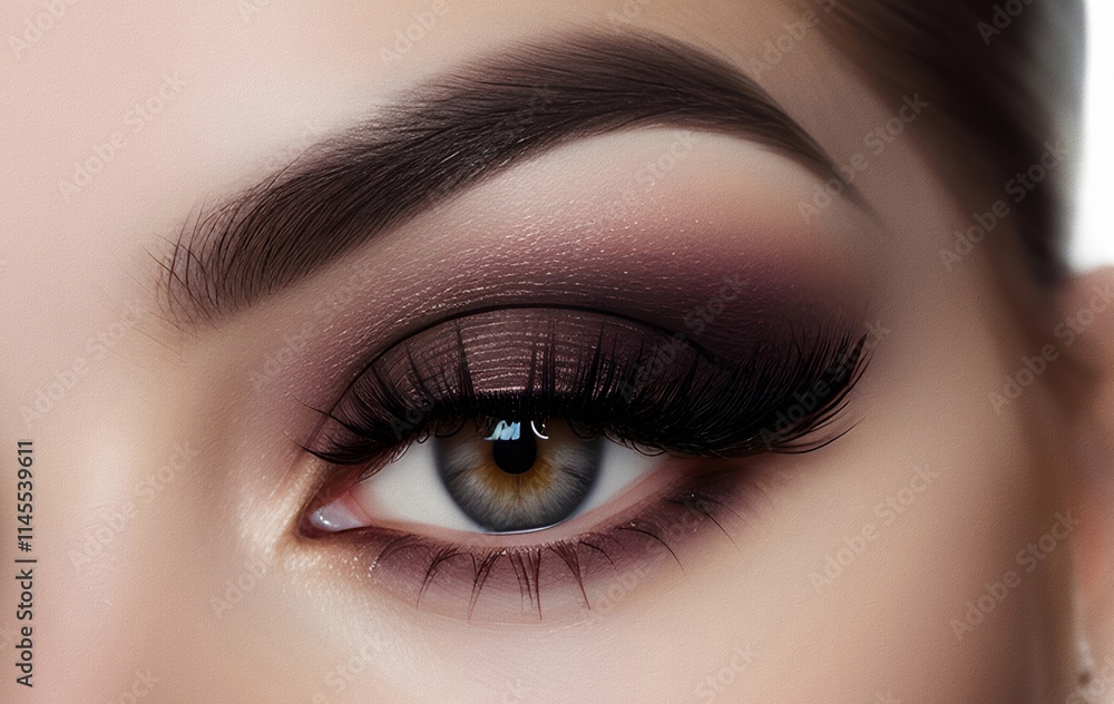 Eye makeup with eyeshadow and arrow. Beautiful macro shot of female eye make-up. Blue eye. Creative fashion make-up. Perfect shape make-up and long lashes. Cosmetics. Eye makeup with eyeshadow and arrow. Beautiful macro shot of female eye make-up. Blue eye. Creative fashion make-up. Perfect shape make-up and long lashes. Cosmetics.