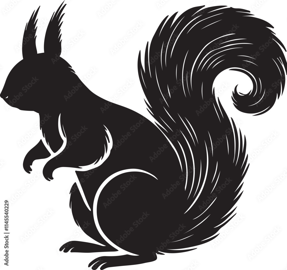 Squirrel animal silhouette vector art illustration isolated on transparent background Squirrel animal silhouette vector art illustration isolated on transparent background