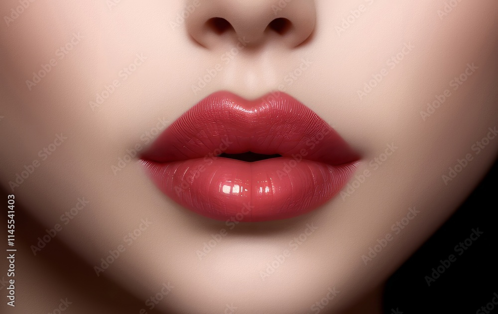 Fototapeta premium Sexy lips, open mouth with red female lips icon. Close up of woman mouth with red lip. Mouth sexy model.