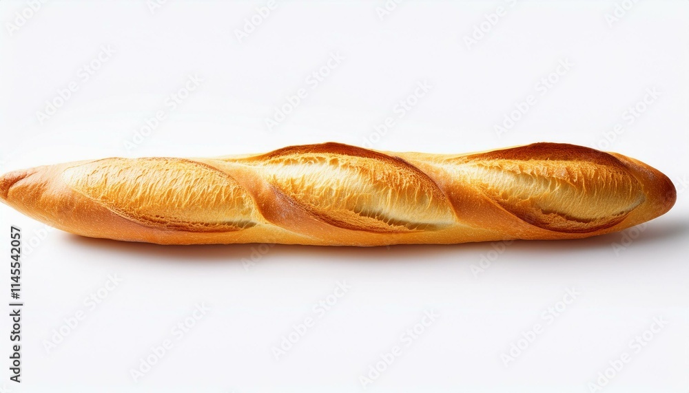 Golden-brown baguette on white background. Golden-brown baguette on white background.