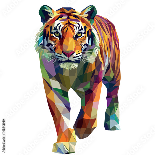 Colorful Low Poly Tiger Vector illustration on isolated background