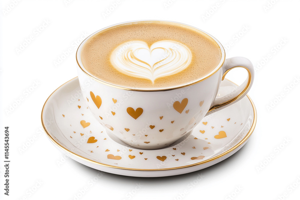 Fototapeta premium Latte coffee with a heart pattern on the frothy surface