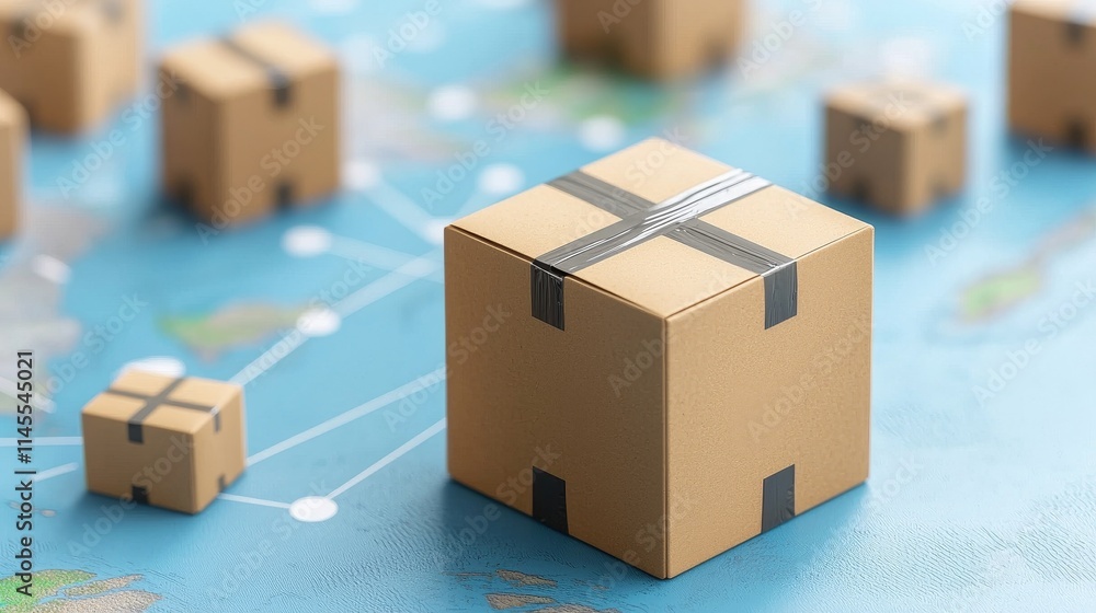 Fototapeta premium Isometric of Global Shipping Network Concept