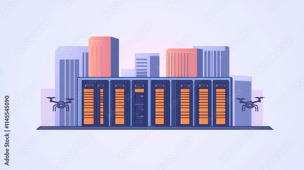 Fototapeta premium Sleek Urban Isometric of Modern Distribution Facility