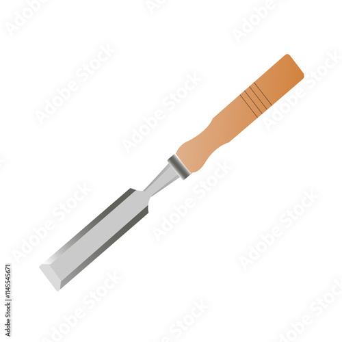 vector illustration of a Chisel with a wooden handle