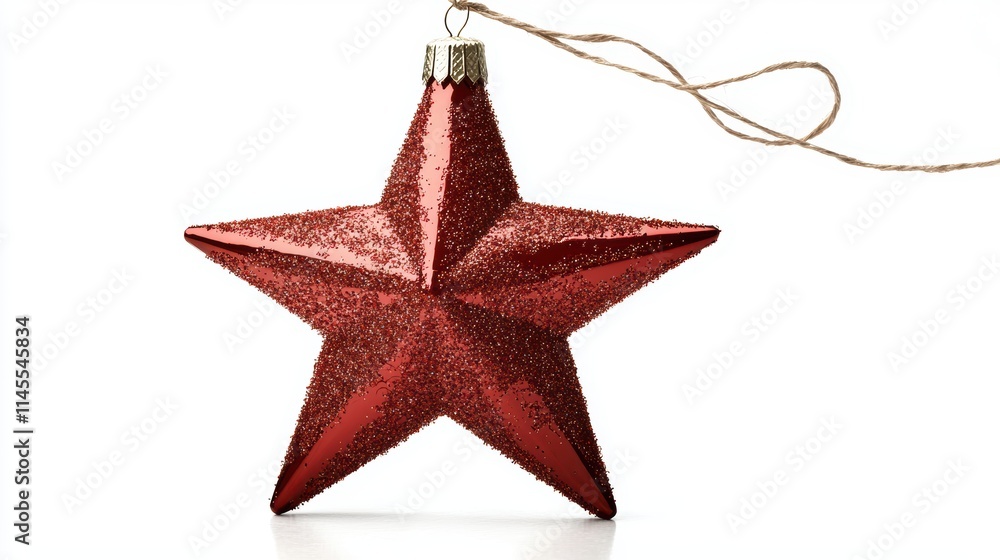 Red christmas star ornament isolated on white background Red christmas star ornament isolated on white background