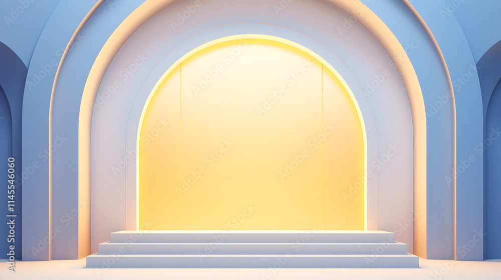 digital arched window and wooden podium e-commerce graphics poster background digital arched window and wooden podium e-commerce graphics poster background