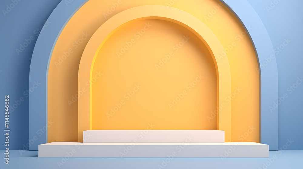 digital arched window and wooden podium e-commerce graphics poster background digital arched window and wooden podium e-commerce graphics poster background