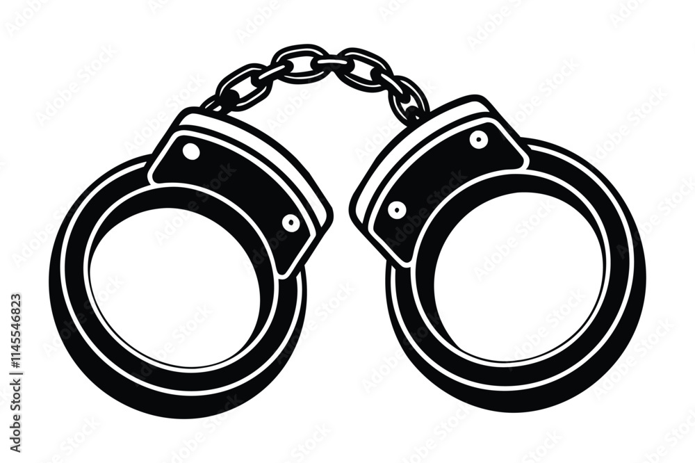 handcuffs and key vector illustration on white background handcuffs and key vector illustration on white background