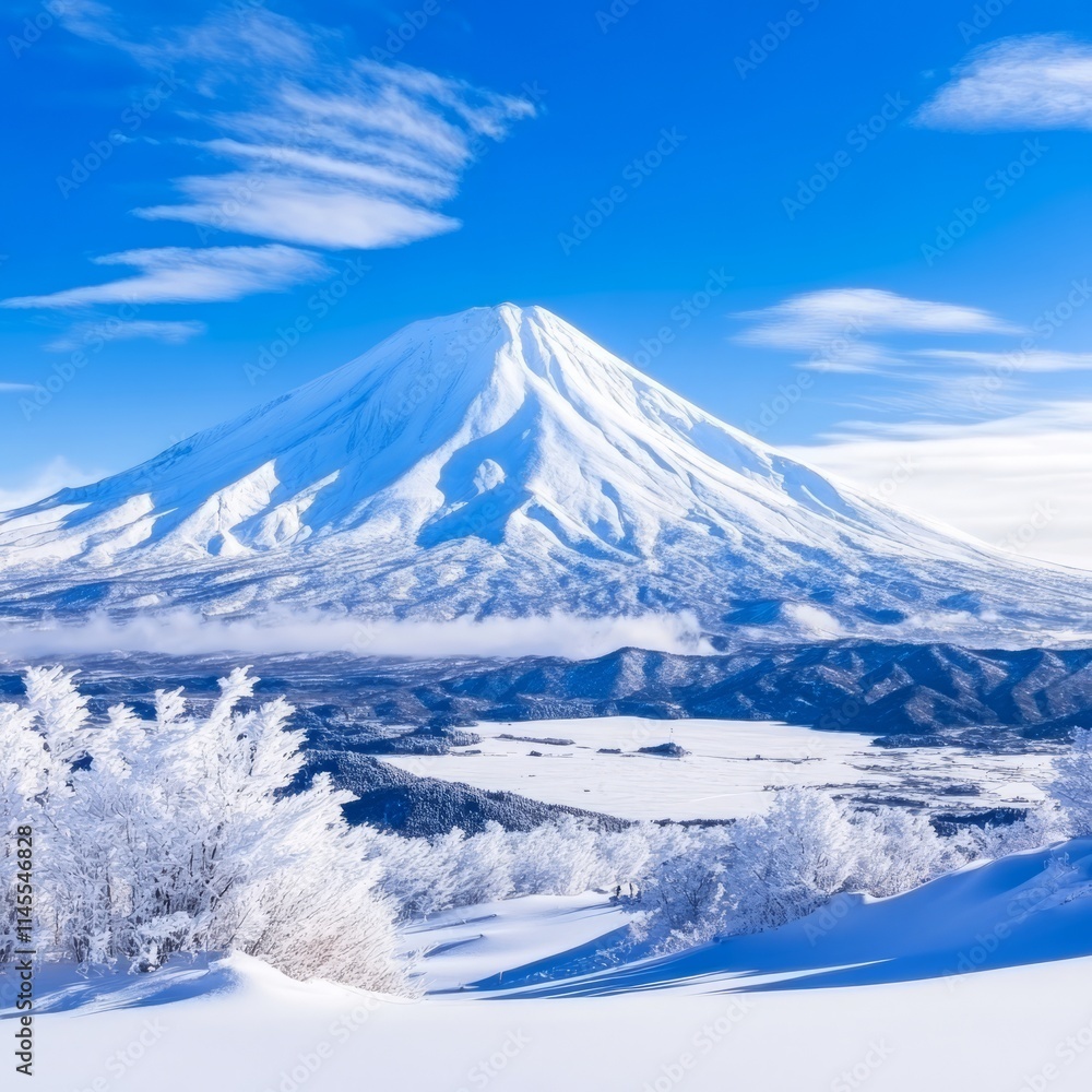 Winter Wonderland Majestic Snow-Capped Mountain Peak Winter Wonderland Majestic Snow-Capped Mountain Peak