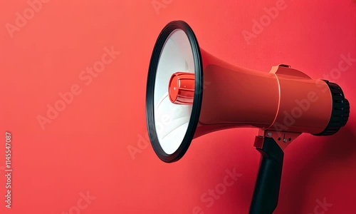 Red megaphone on a red background