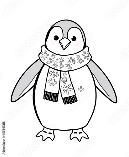 a cartoon penguin wearing a scarf and a scarf around its neck. photo