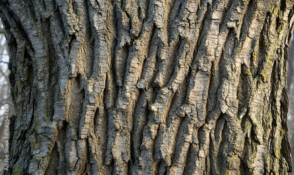 Close-up of textured tree bark, showing vertical ridges and furrows. Close-up of textured tree bark, showing vertical ridges and furrows.