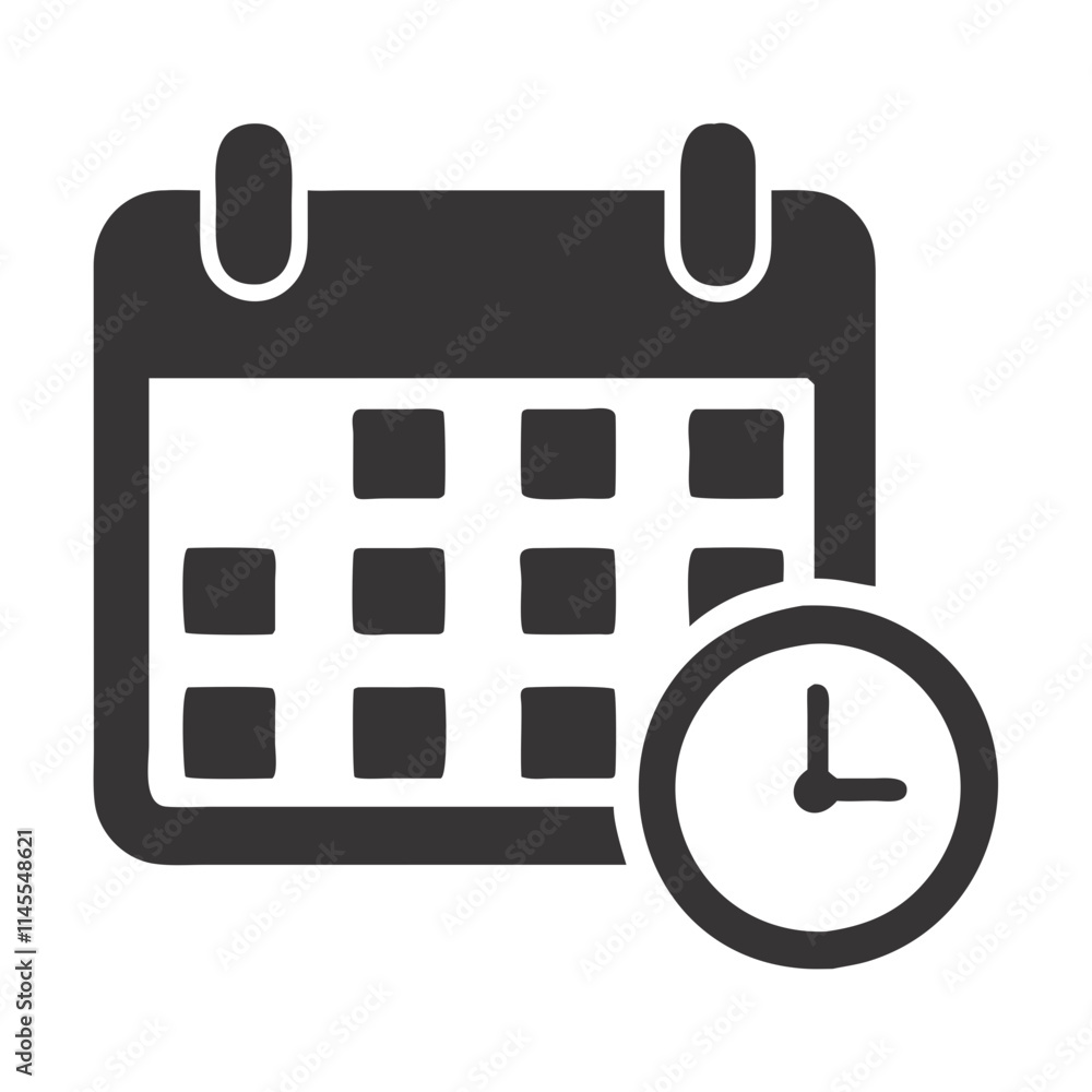 Calendar with Time Management Icon Illustration.
