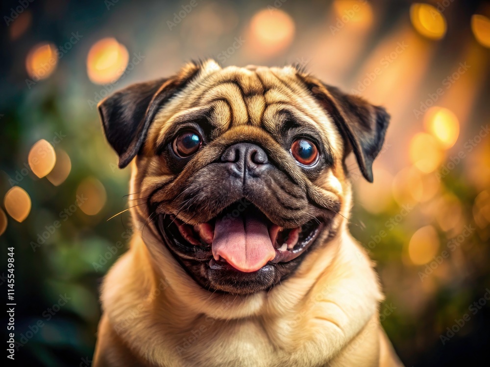 Adorable Brown Pug Portrait: Tongue Out, Happy Dog Photo Adorable Brown Pug Portrait: Tongue Out, Happy Dog Photo