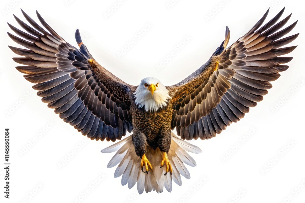 Obraz premium Aerial Eagle Logo Design: White Background Drone Photography Template