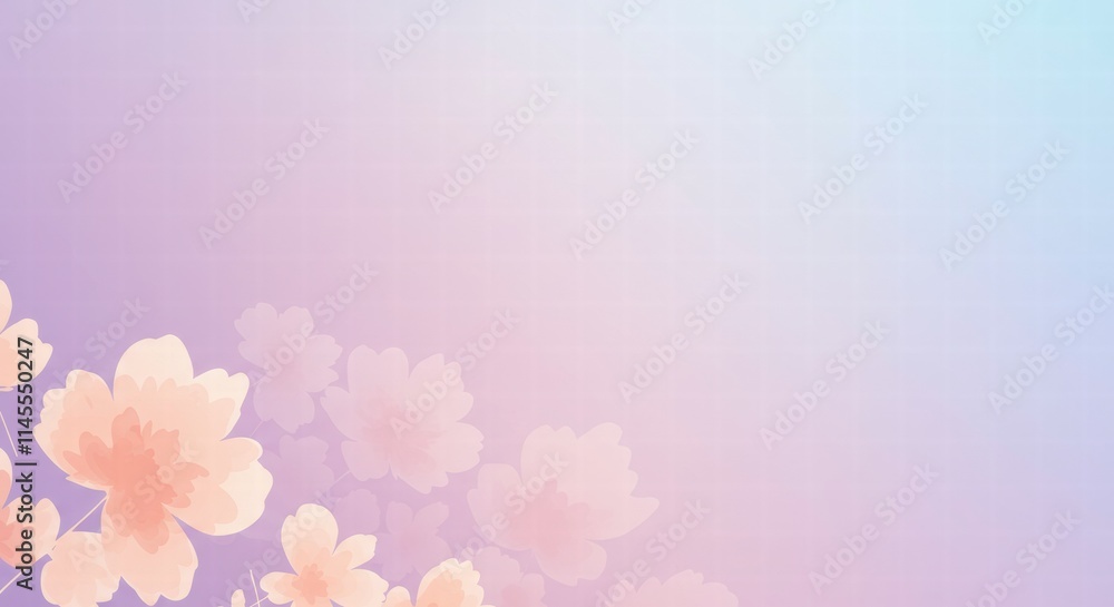 Pastel Dreams: Delicate peach blossoms grace a soft pastel gradient, creating a serene and ethereal background perfect for feminine designs, invitations, and branding. Pastel Dreams: Delicate peach blossoms grace a soft pastel gradient, creating a serene and ethereal background perfect for feminine designs, invitations, and branding.