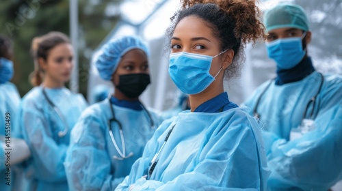 Confident Medical Team:  A Diverse Group of Healthcare Professionals United Against Illness photo